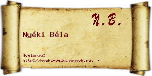 Nyéki Béla névjegykártya